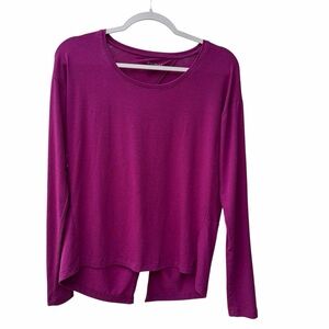 Athleta Essence Twist Open Slit Back Long Sleeve Stretch Plum Purple WM SZ Small